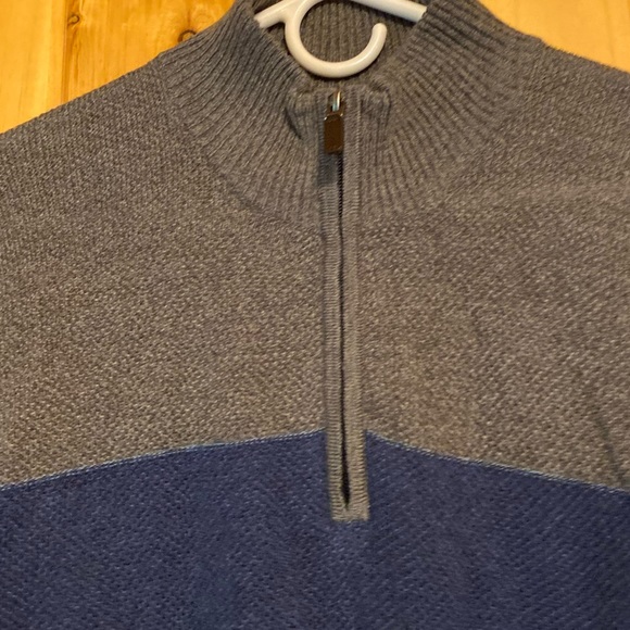 Dockers Men’s Long Sleeve Navy/Gray V-Neck Zip Sweater - Picture 4 of 9